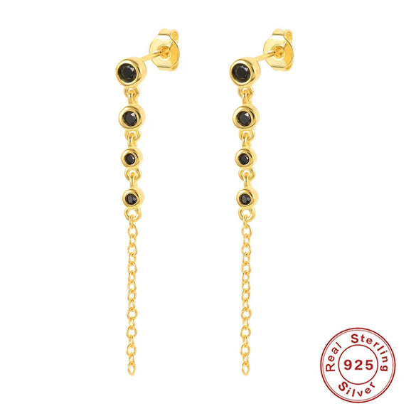 Wholesale S925 Sterling Silver Geometric Diamondembedded Chain Earrings For Women
