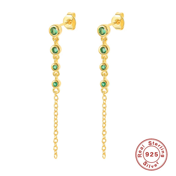 Wholesale S925 Sterling Silver Geometric Diamondembedded Chain Earrings For Women