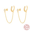Wholesale S925 Sterling Silver Geometric Diamondembedded Chain Earrings For Women