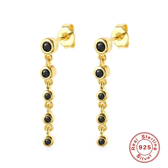Wholesale S925 Sterling Silver Geometric Diamondembedded Chain Earrings For Women
