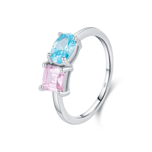 Wholesale S925 Sterling Silver Geometric Diamondembedded Ring For Women