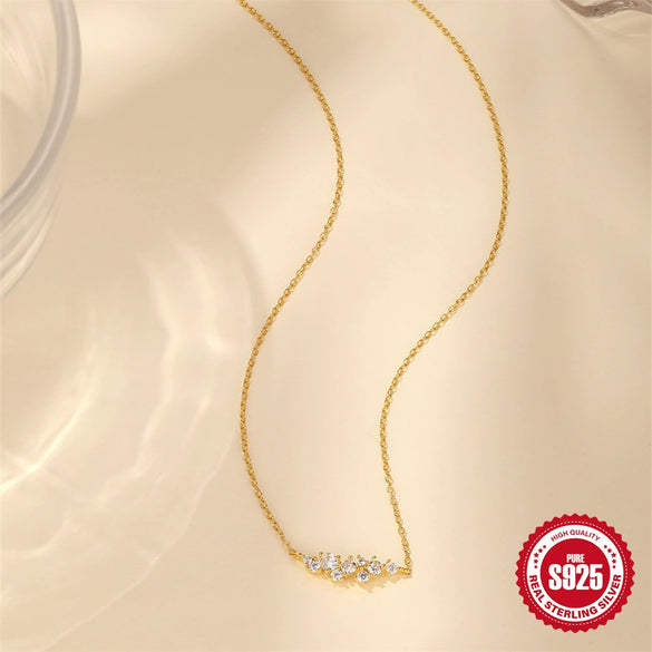 Wholesale S925 Sterling Silver Geometric Diamondencrusted Highgrade Zircon Clavicle Chain With O Chain And Electroplating Treatment