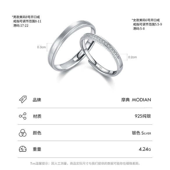 Wholesale S925 Sterling Silver Geometric Diamondencrusted Wire Drawing Opening Ring For Women