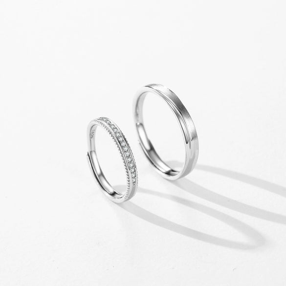 Wholesale S925 Sterling Silver Geometric Diamondencrusted Wire Drawing Opening Ring For Women