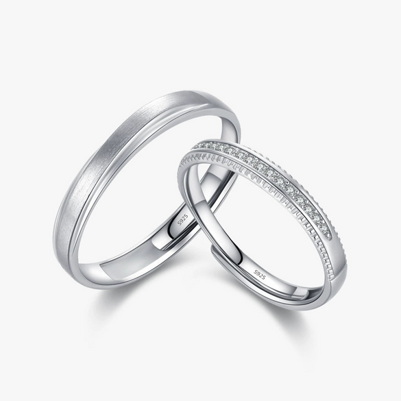 Wholesale S925 Sterling Silver Geometric Diamondencrusted Wire Drawing Opening Ring For Women
