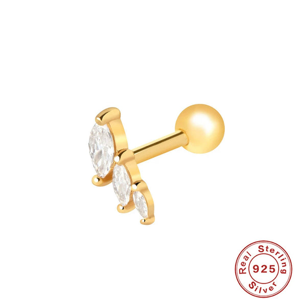 Wholesale S925 Sterling Silver Geometric Dog Paw Diamond Embedded Single Stud Earrings With Electroplating For Women