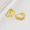 Wholesale S925 Sterling Silver Geometric Double Layer Ear Buckle Earrings With Diamond Inlay And Electroplating