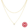 Wholesale S925 Sterling Silver Geometric Double Layer Single Diamond Pendant Women's Necklace With Electroplating