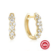 Wholesale S925 Sterling Silver Geometric Double Row Zircon Eye Spacer Ear Ring Ear Buckle Earrings