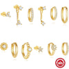 Wholesale S925 Sterling Silver Geometric Double Sided Wear Electroplated Earrings For Women