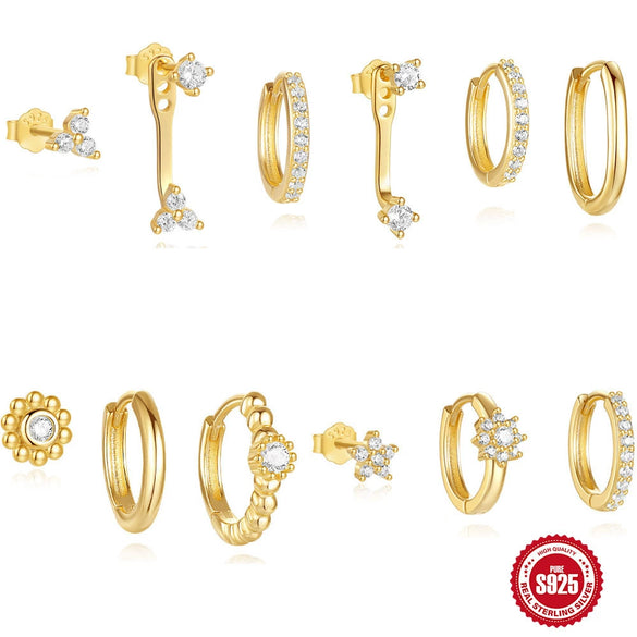 Wholesale S925 Sterling Silver Geometric Double Sided Wear Electroplated Earrings For Women