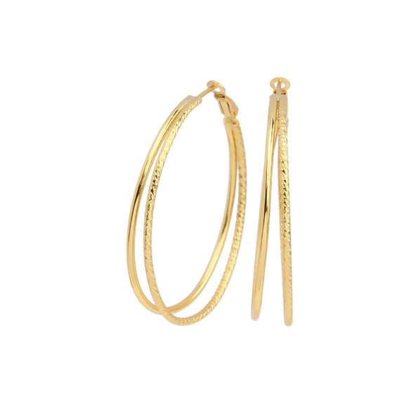 Wholesale S925 Sterling Silver Geometric Doublering Large Hoop Earrings For Women Electroplated Personality Fashion Ear Jewelry