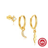 Wholesale S925 Sterling Silver Geometric Drop Earrings With Pearl Electroplated In Classic Moon And Lightning Design For Women
