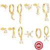 Wholesale S925 Sterling Silver Geometric Drop Earrings With Pearl Electroplated In Classic Moon And Lightning Design For Women
