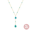 Wholesale S925 Sterling Silver Geometric Drop Shape Pendant Necklace For Women Electroplated