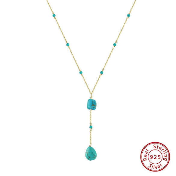 Wholesale S925 Sterling Silver Geometric Drop Shape Pendant Necklace For Women Electroplated