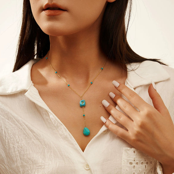 Wholesale S925 Sterling Silver Geometric Drop Shape Pendant Necklace For Women Electroplated