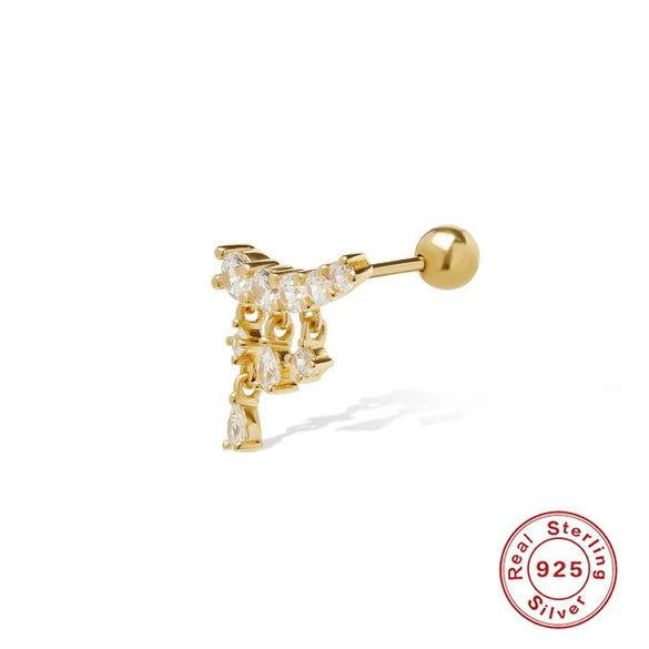 Wholesale S925 Sterling Silver Geometric Ear Bone Nails With Dense Nail Body Piercing Small Gold Ball Thread Electroplated For Women