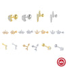 Wholesale S925 Sterling Silver Geometric Ear Bone Stud Earrings With Crown Lightning Love Arrow Design And Inlaid Zircon