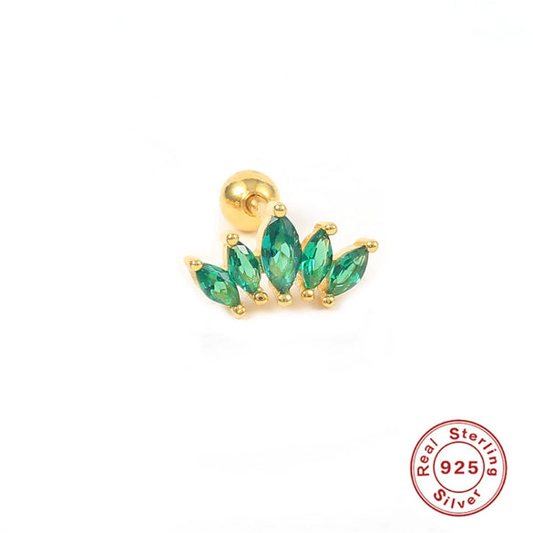 Wholesale S925 Sterling Silver Geometric Ear Bone Stud Earrings With Crown Lightning Love Arrow Design And Inlaid Zircon