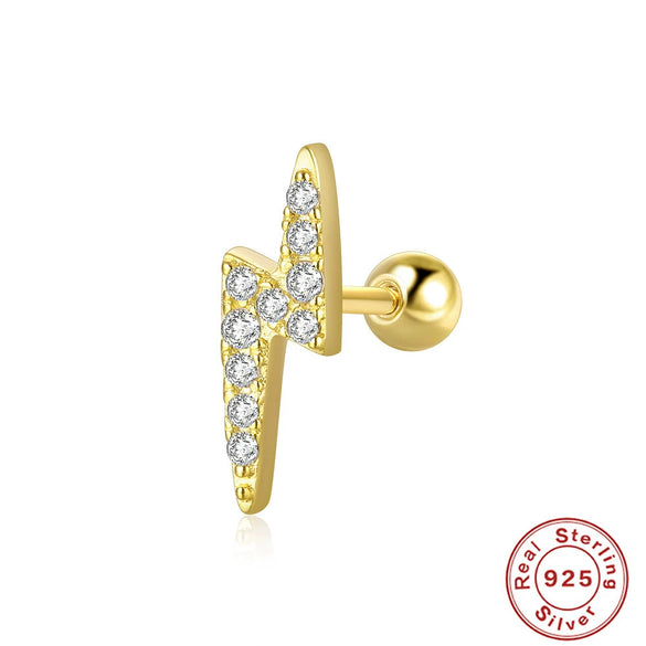 Wholesale S925 Sterling Silver Geometric Ear Bone Stud Earrings With Crown Lightning Love Arrow Design And Inlaid Zircon