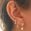 Wholesale S925 Sterling Silver Geometric Ear Ring With Pearl Eardrop And Zirconia Treatment