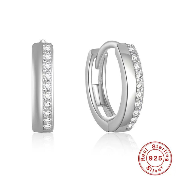 Wholesale S925 Sterling Silver Geometric Ear Ring With Rai Diamond And Micropaved Treatment For Women