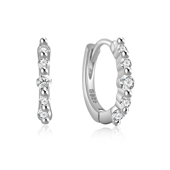Wholesale S925 Sterling Silver Geometric Ear Ring With Rai Diamond And Micropaved Treatment For Women
