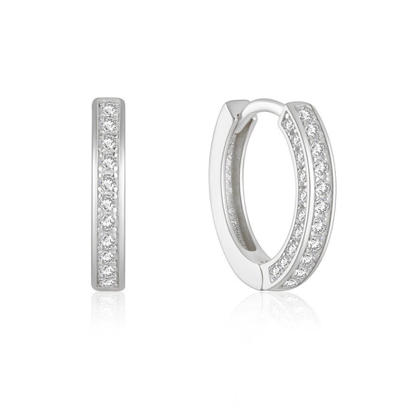 Wholesale S925 Sterling Silver Geometric Ear Ring With Rai Diamond And Micropaved Treatment For Women