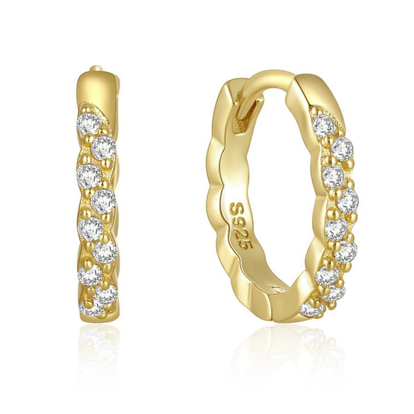 Wholesale S925 Sterling Silver Geometric Ear Ring With Rai Diamond And Micropaved Treatment For Women