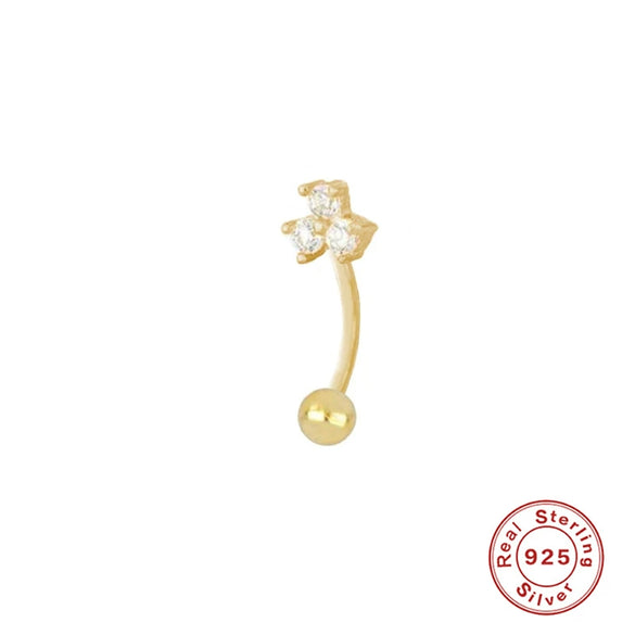 Wholesale S925 Sterling Silver Geometric Earring With Hook Rear Hanging Perforated Ear Bone Nail Eyebrow Nail And Auricle Ear Nail Electroplated For Women Street Style