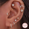 Wholesale S925 Sterling Silver Geometric Earring With Hook Rear Hanging Perforated Ear Bone Nail Eyebrow Nail And Auricle Ear Nail Electroplated For Women Street Style