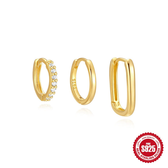 Wholesale S925 Sterling Silver Geometric Earrings With Diamond Studded And Electroplating For Women