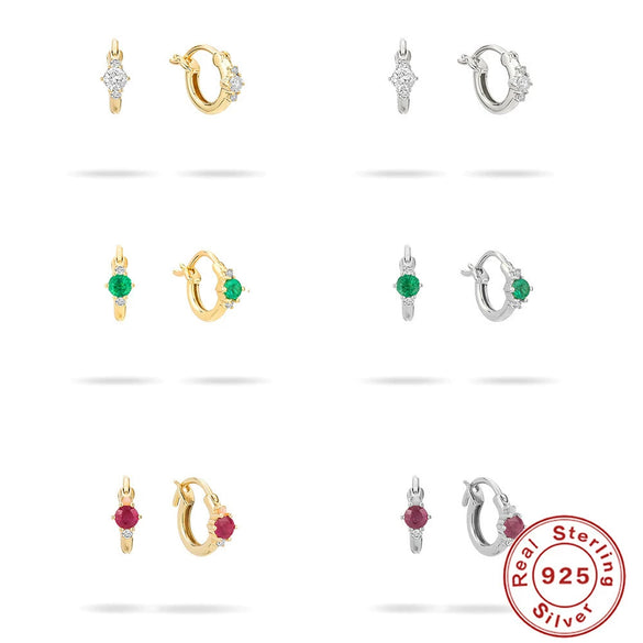 Wholesale S925 Sterling Silver Geometric Earrings With Multizircon And Highgrade Ear Buckle 18K Gold Plated