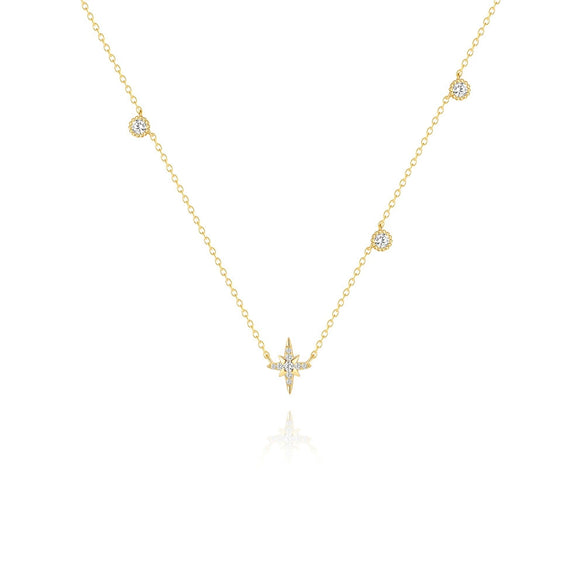 Wholesale S925 Sterling Silver Geometric Eightpointed Star Pendant Clavicle Chain With Electroplating For Women