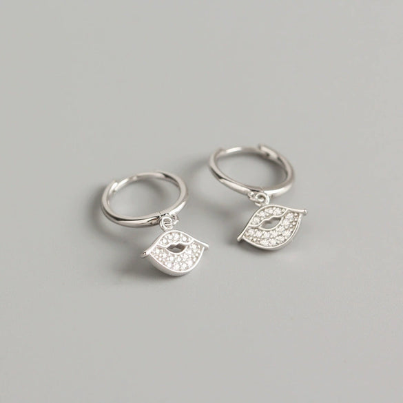 Wholesale S925 Sterling Silver Geometric Electroplated Lips Diamond Earrings For Women