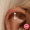 Wholesale S925 Sterling Silver Geometric Element Zircon Splicing Flower Shaped Cartilage Spiral And Earlobe Earrings With Electroplating
