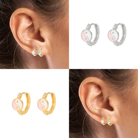 Wholesale S925 Sterling Silver Geometric Enamel Drop Earrings With Electroplating For Women