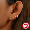 Wholesale S925 Sterling Silver Geometric Five Pointed Star Pearl Ear Bone Nail With Flower Pattern Electroplated For Women