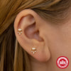 Wholesale S925 Sterling Silver Geometric Flat Bottom Cylindrical Body Ear Nails With Diamond Thread Puncture And Environmentally Friendly Plating For Unisex