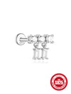 Wholesale S925 Sterling Silver Geometric Flat Bottom Spiral Puncture Ear Nail With Exquisite Zircon Diamond And Environmentally Friendly Electroplating Ear Jewelry For Unisex