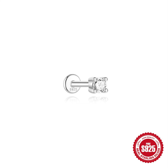 Wholesale S925 Sterling Silver Geometric Flat Head Thread Puncture Cartilage Ear Nail With Environmentally Friendly Electroplating