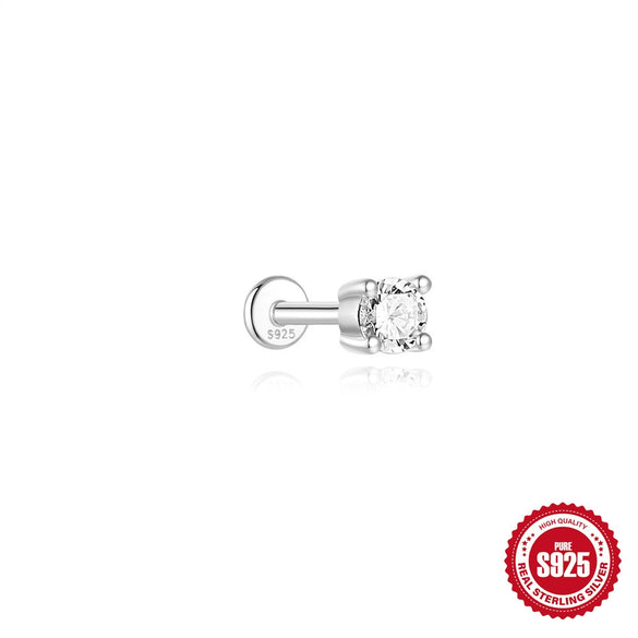 Wholesale S925 Sterling Silver Geometric Flat Head Thread Puncture Cartilage Ear Nail With Environmentally Friendly Electroplating