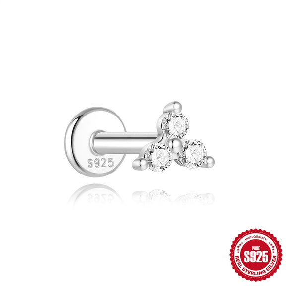 Wholesale S925 Sterling Silver Geometric Flat Head Thread Puncture Cartilage Ear Nail With Environmentally Friendly Electroplating