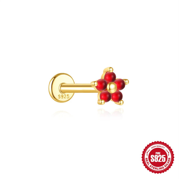 Wholesale S925 Sterling Silver Geometric Flat Head Threaded Piercing Ear Bone Nails With Environmentally Friendly Electroplating Elegant Earrings