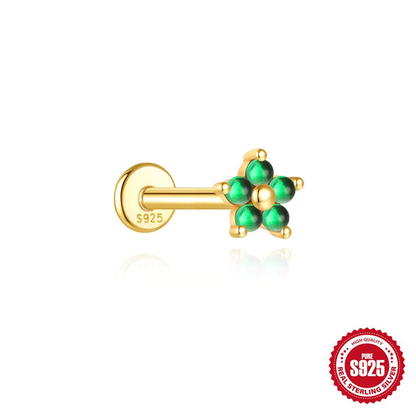 Wholesale S925 Sterling Silver Geometric Flat Head Threaded Piercing Ear Bone Nails With Environmentally Friendly Electroplating Elegant Earrings