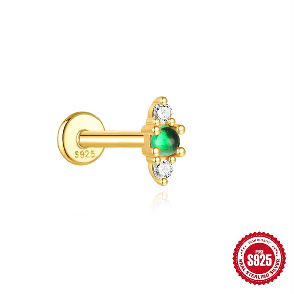 Wholesale S925 Sterling Silver Geometric Flat Head Threaded Piercing Ear Bone Nails With Environmentally Friendly Electroplating Elegant Earrings