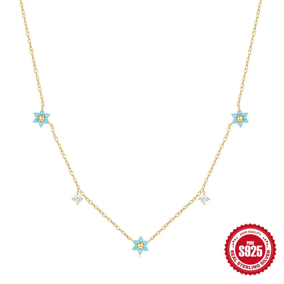 Wholesale S925 Sterling Silver Geometric Flower Diamond Stacked Simple Elegant Clavicle Necklace For Women With Electroplating