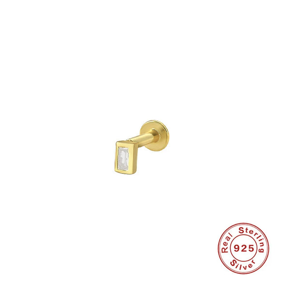 Wholesale S925 Sterling Silver Geometric Flower Flat Head Thread Puncture Earrings With Environmentally Friendly Electroplating For Women