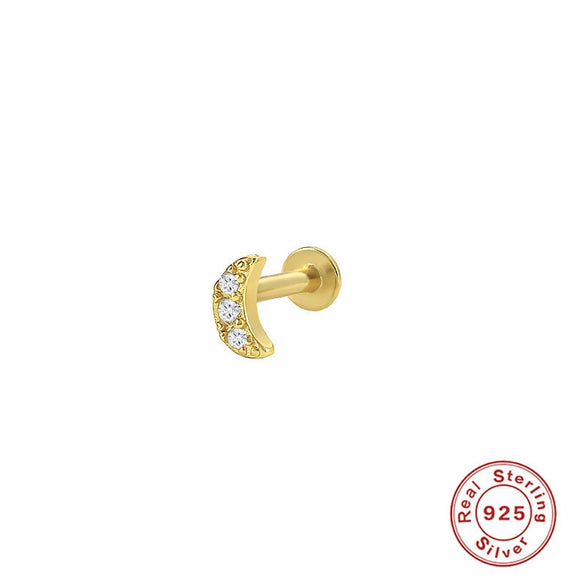 Wholesale S925 Sterling Silver Geometric Flower Flat Head Thread Puncture Earrings With Environmentally Friendly Electroplating For Women